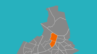 Kaartje van de stad met het stadsdeel Oud-West uitgelicht