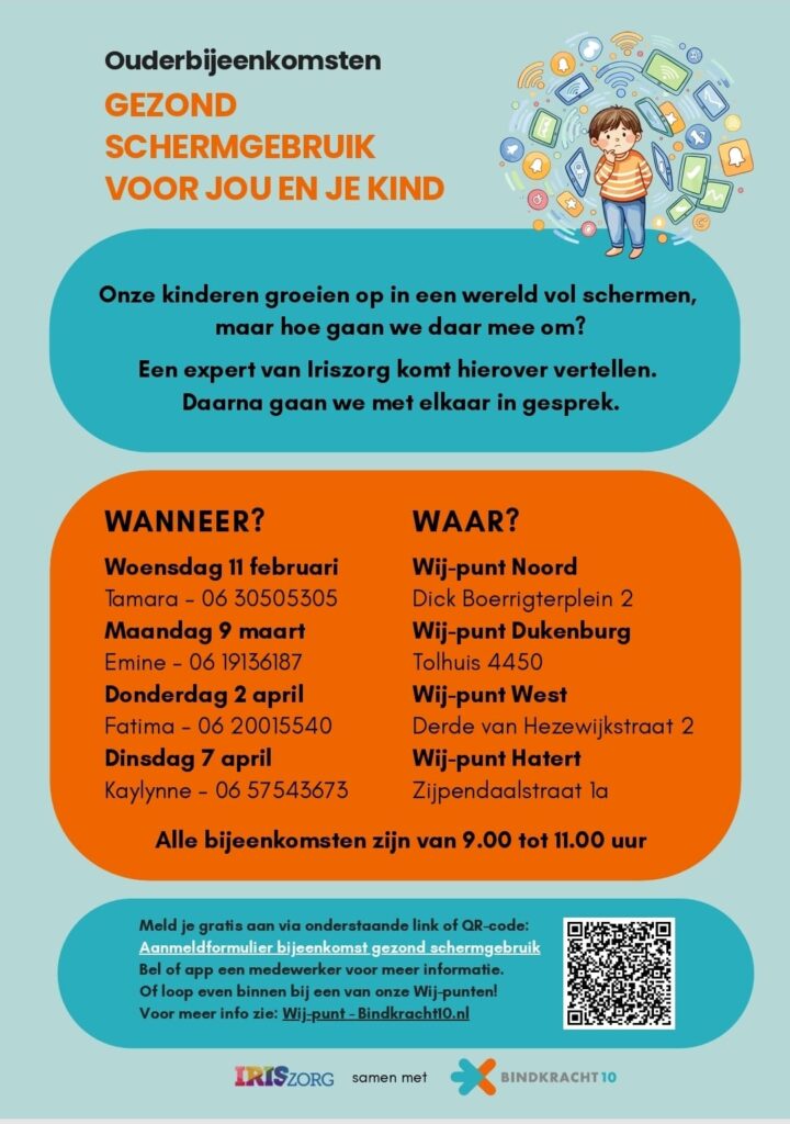 Flyer met data en tijden over de training gezond schermgebruik 