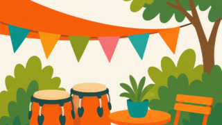 een AI gegenereerd plaatje van een Caribisch salsa terrasje