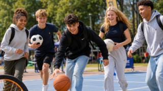 basketballende jongeren